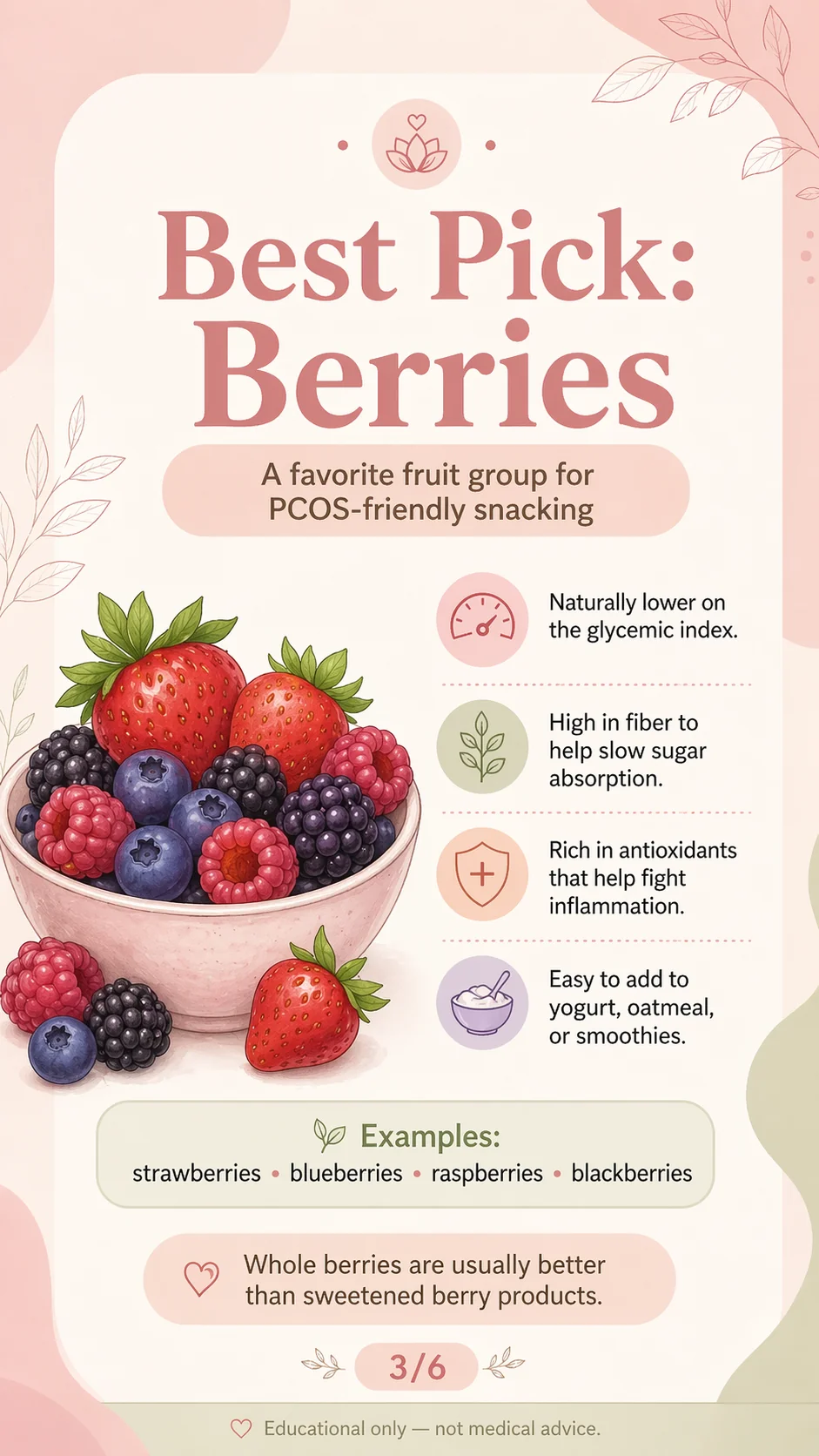 Best pick: berries for PCOS — low glycemic, high fiber, antioxidant rich