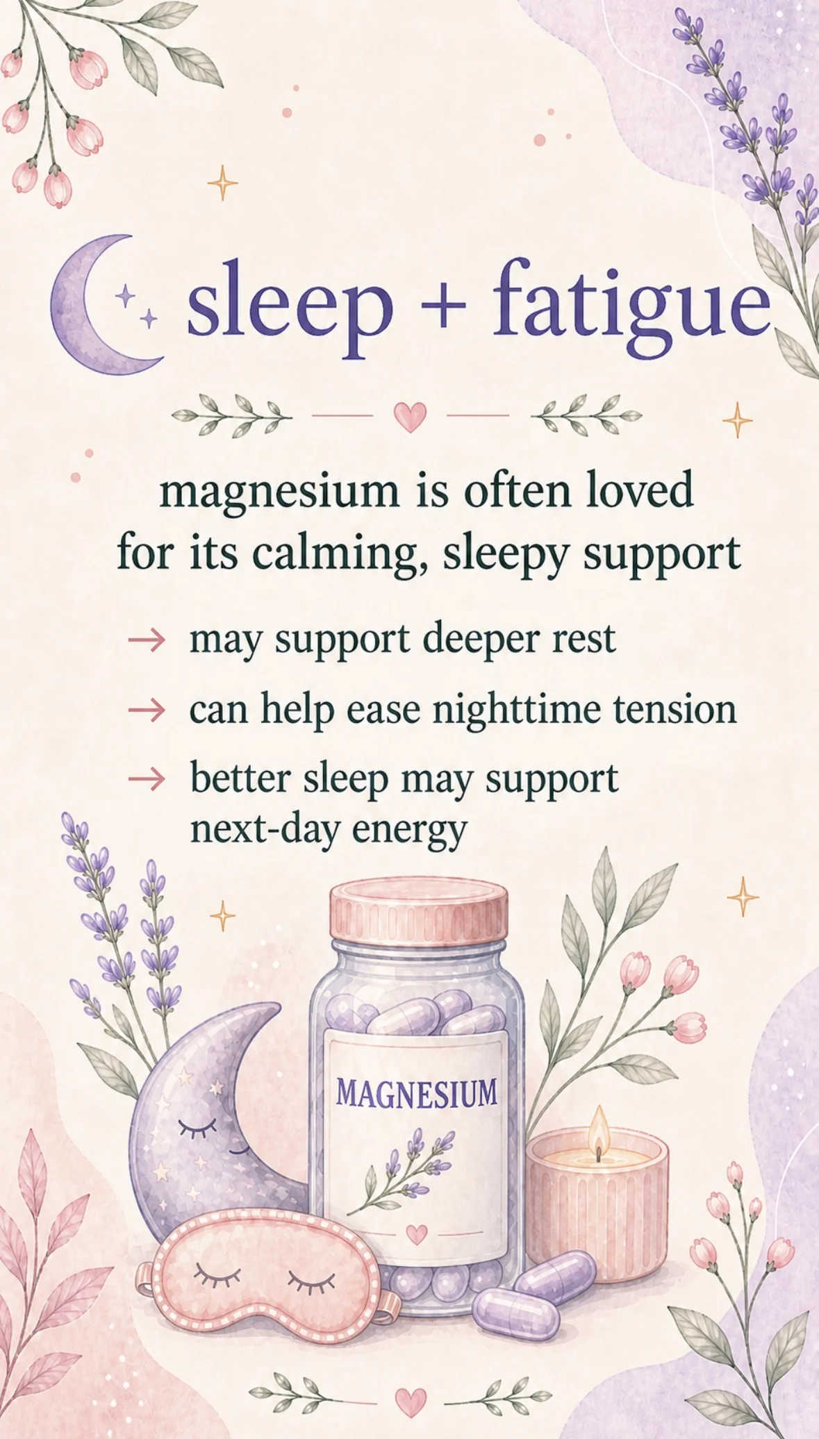Magnesium for sleep and fatigue support in PCOS