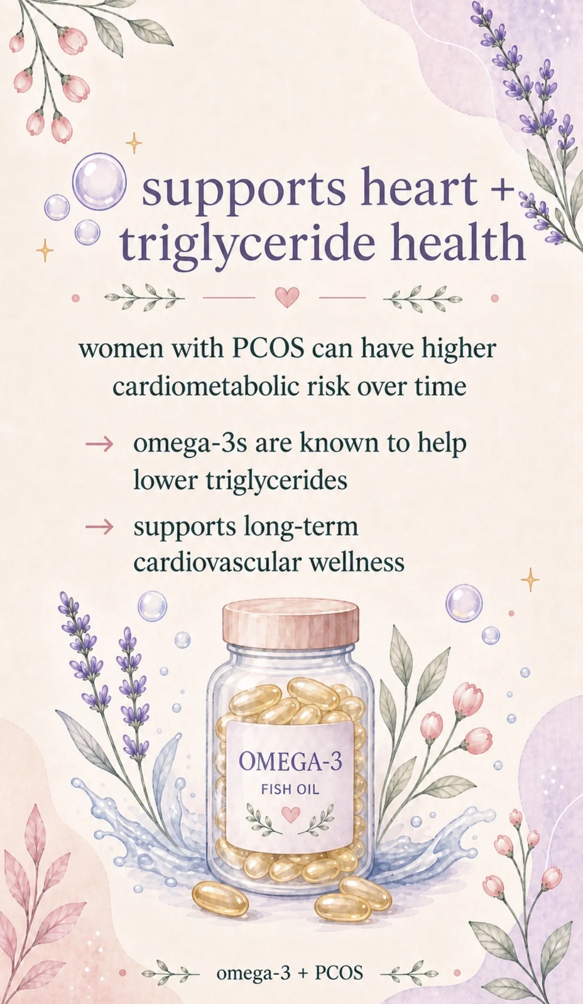 Omega-3 supports heart and triglyceride health for women with PCOS
