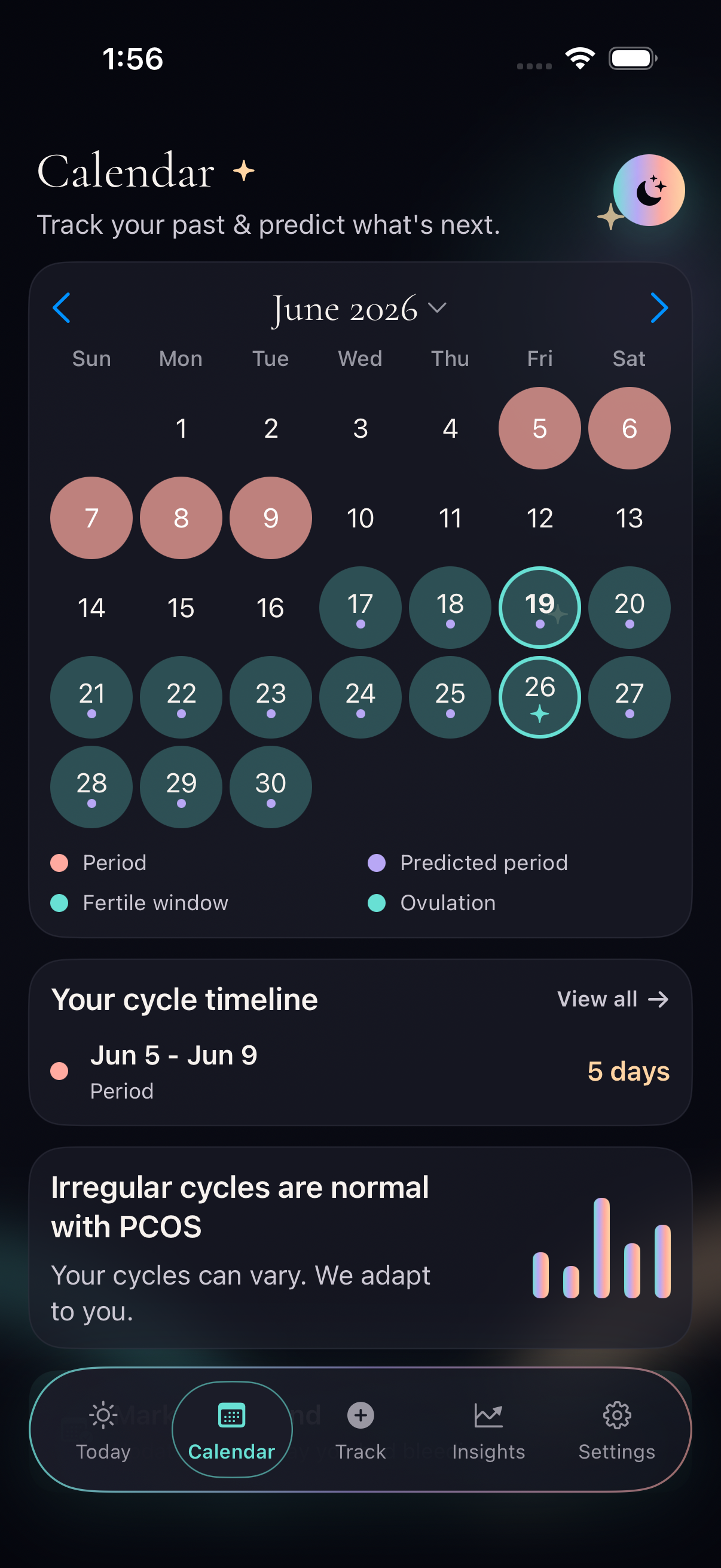 CycleBalance Lunar Calm cycle calendar